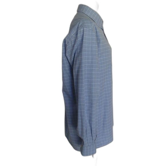 ERMENEGILDO ZEGNA Shirt, XL, Blue, Tattersall plaid, Button down Collar, LS - Picture 8 of 14